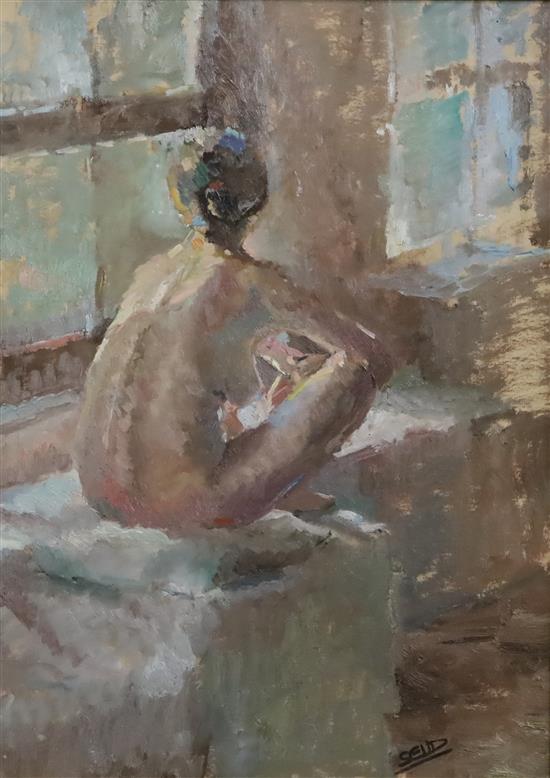 § Sherree Valentine Daines (1956-) Seated female nude 18 x 13in.